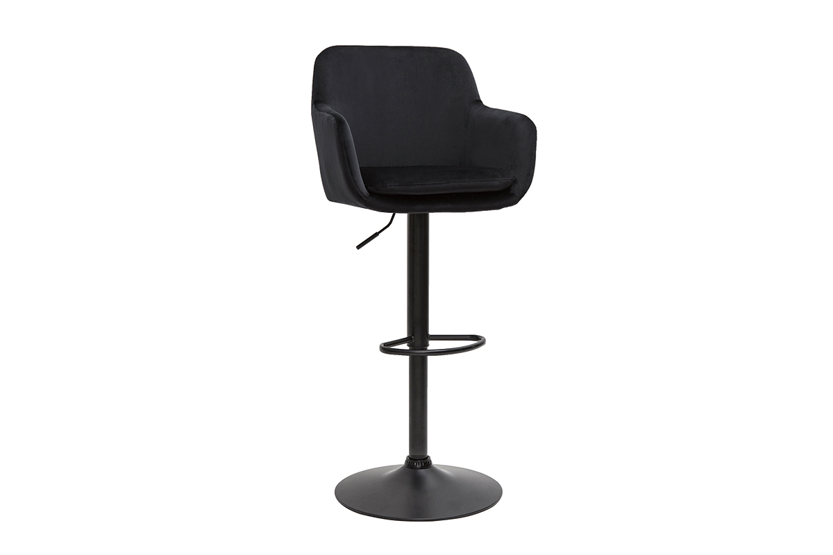 Tabourets de bar r�glables en velours noir et m�tal (lot de 2) AMIKA