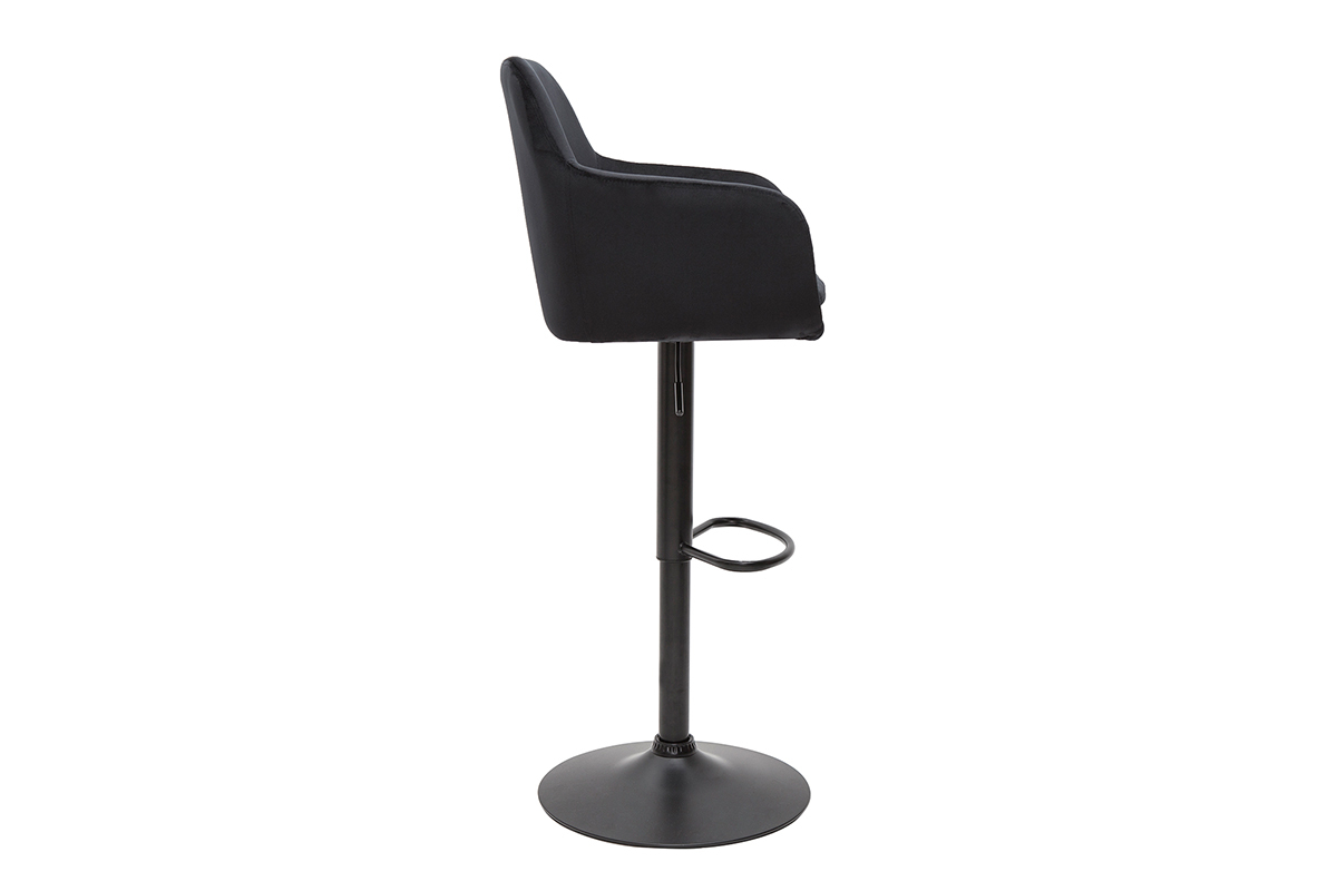 Tabourets de bar r�glables en velours noir et m�tal (lot de 2) AMIKA