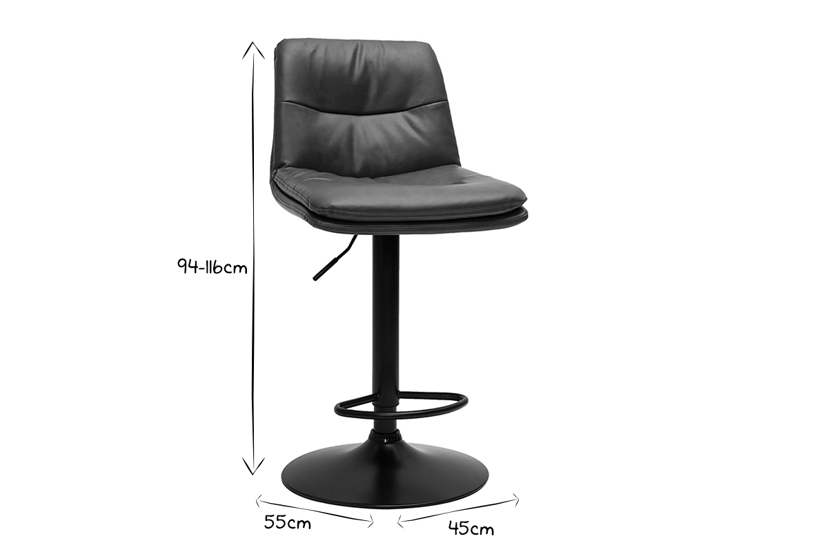Tabourets de bar r�glables marrons et m�tal noir (lot de 2) ZUCK