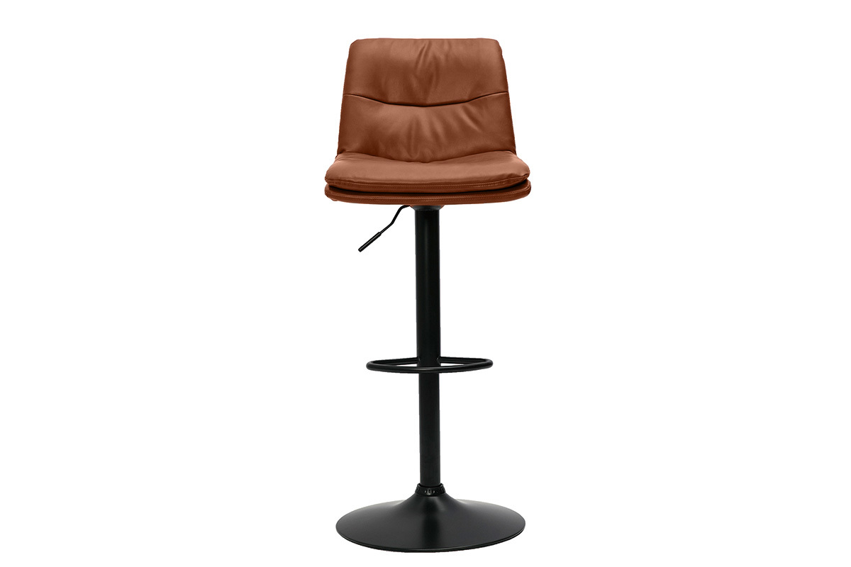 Tabourets de bar r�glables marrons et m�tal noir (lot de 2) ZUCK