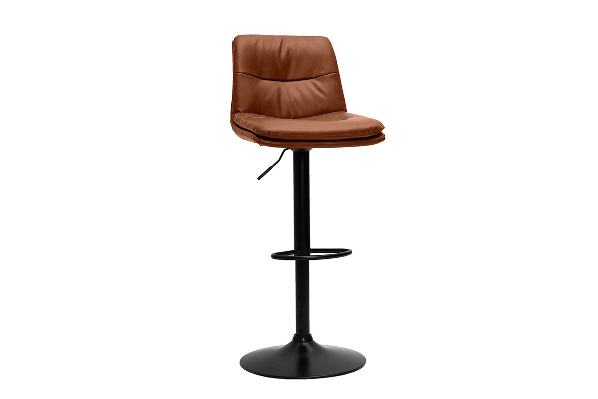 Tabourets de bar r�glables marrons et m�tal noir (lot de 2) ZUCK