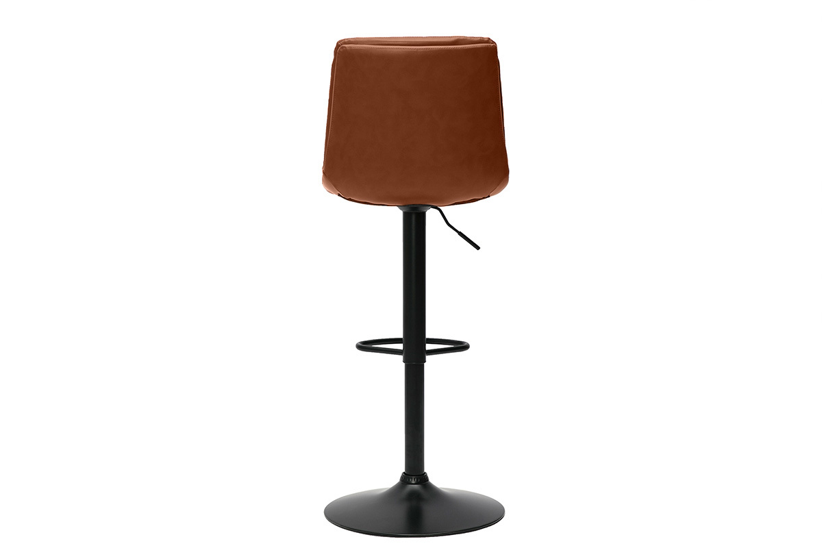 Tabourets de bar r�glables marrons et m�tal noir (lot de 2) ZUCK