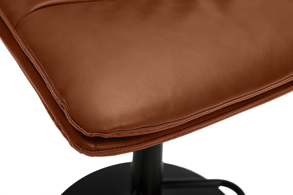Tabourets de bar r�glables marrons et m�tal noir (lot de 2) ZUCK