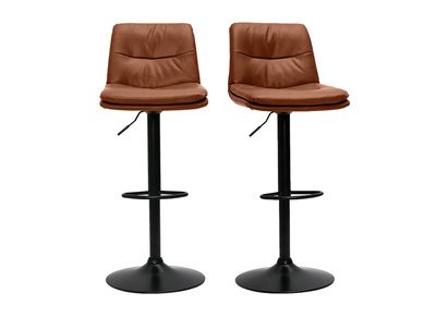 Tabourets de bar r&eacute;glables marrons et m&eacute;tal noir (lot de 2) ZUCK