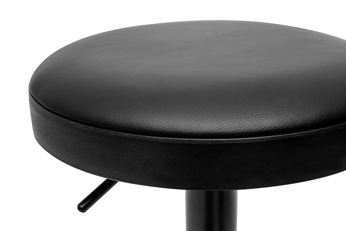 Zoom assise de tabouret sans dossier noir BYRON, en m�tal et polyur�thane.
