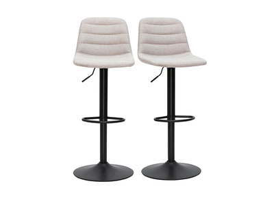 Tabourets de bar r&eacute;glables pivotants 360&deg; en tissu effet velours textur&eacute; beige et m&eacute;tal (lot de 2) SAURY