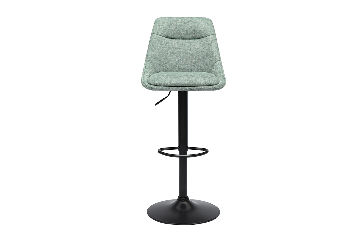 Tabouret de bar vert c�ladon et noir, vue de face.