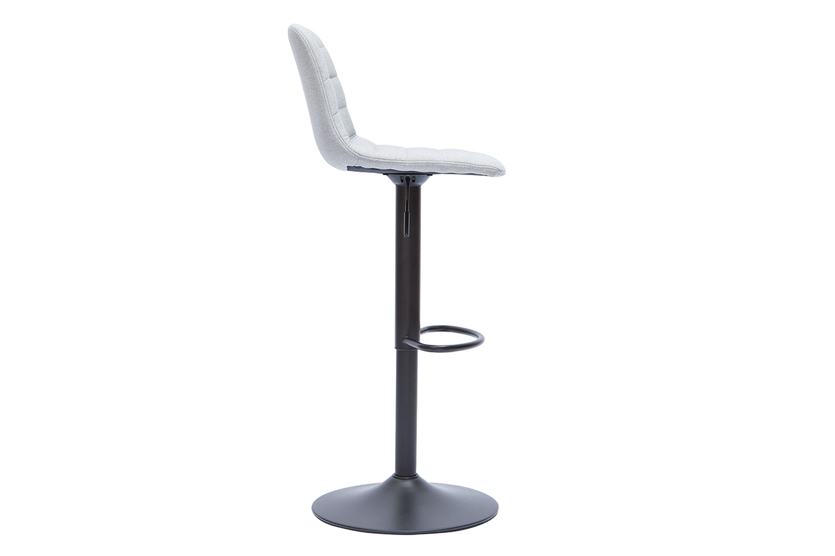Tabourets de bar r�glables pivotants 360� en tissu gris clair et m�tal (lot de 2) SAURY