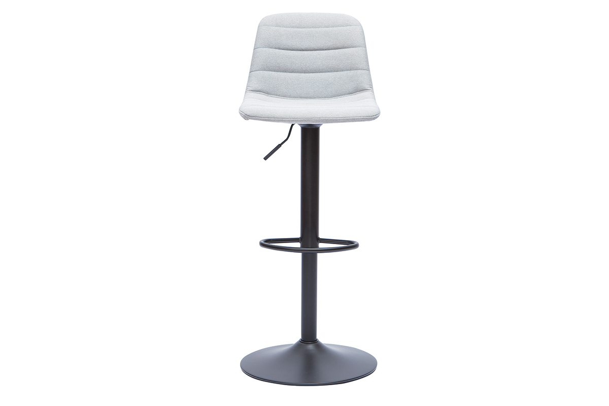 Tabourets de bar r�glables pivotants 360� en tissu gris clair et m�tal (lot de 2) SAURY