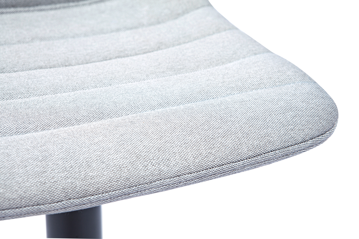 Tabourets de bar r�glables pivotants 360� en tissu gris clair et m�tal (lot de 2) SAURY