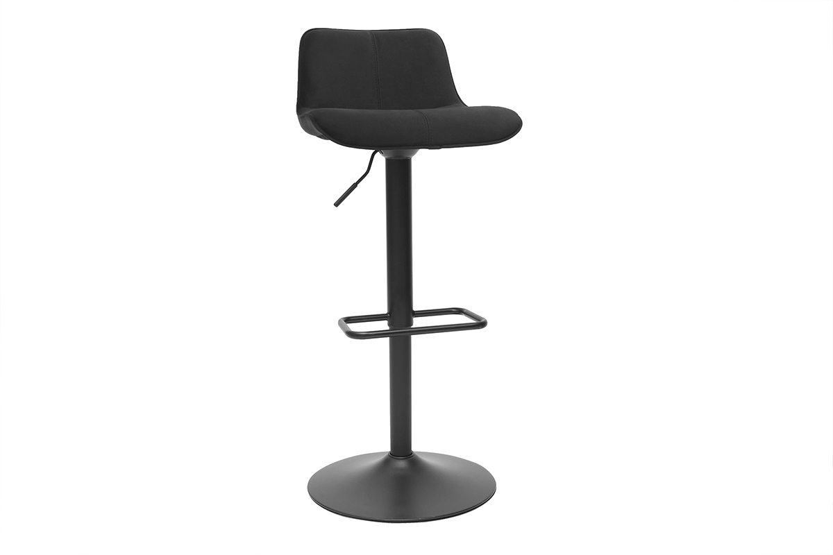Tabourets de bar r�glables pivotants 360� noirs en tissu velours et m�tal (lot de 2) BOOST