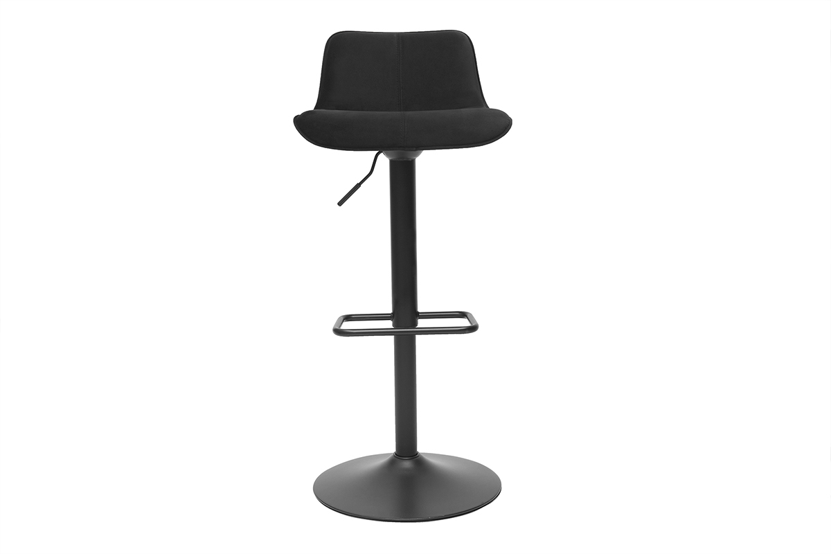 Tabourets de bar r�glables pivotants 360� noirs en tissu velours et m�tal (lot de 2) BOOST