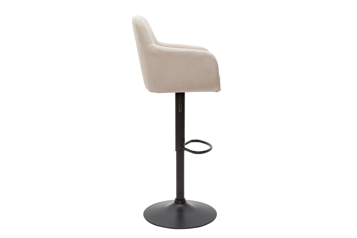 Tabourets de bar r�glables tissu effet velours beige et m�tal (lot de 2) AMIKA