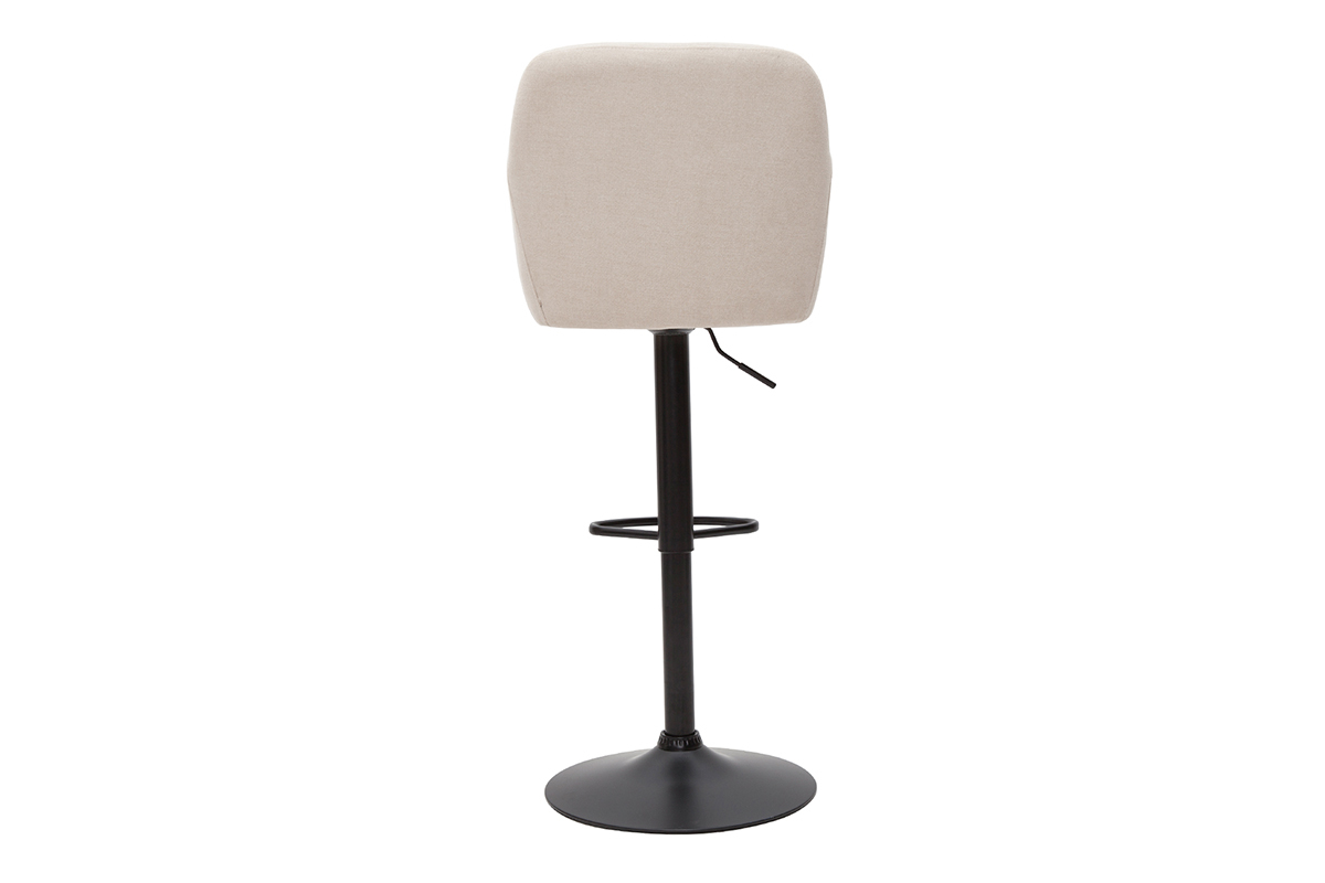 Tabourets de bar r�glables tissu effet velours beige et m�tal (lot de 2) AMIKA