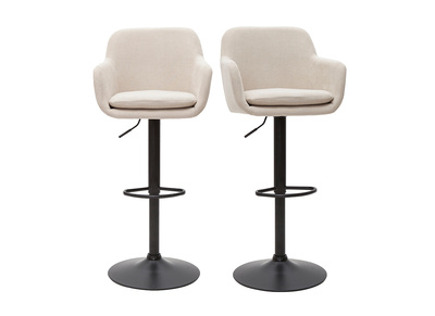 Tabourets de bar r&eacute;glables tissu effet velours beige et m&eacute;tal (lot de 2) AMIKA