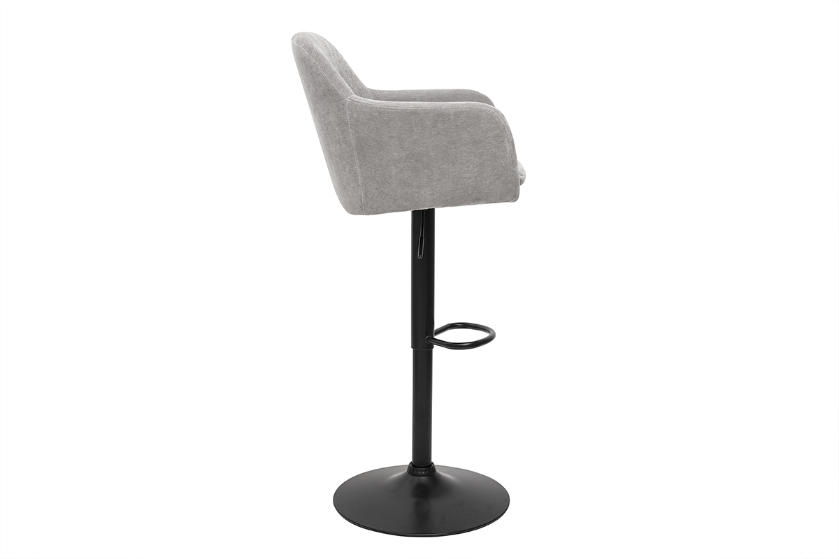 Tabourets de bar r�glables tissu effet velours gris et m�tal (lot de 2) AMIKA