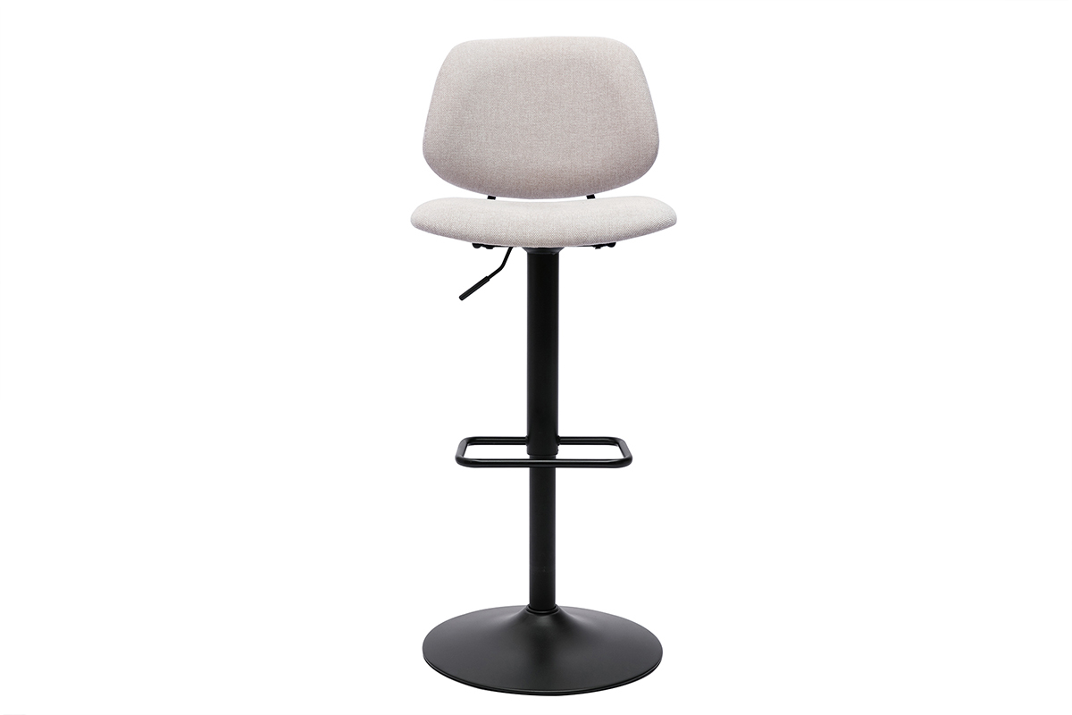 Tabourets de bar relevables design en tissu effet velours beige et m�tal noir BARNET (lot de 2)
