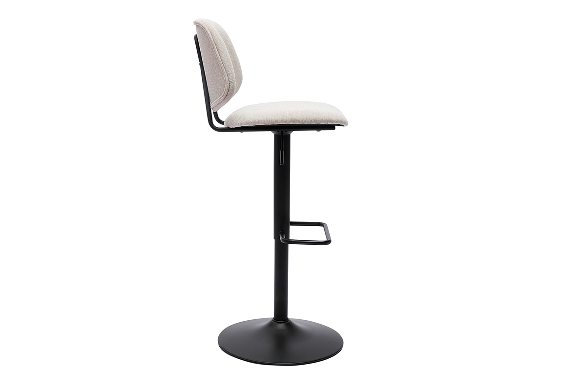 Tabourets de bar relevables design en tissu effet velours beige et m�tal noir BARNET (lot de 2)