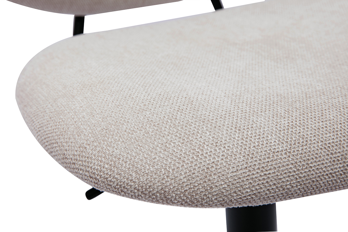 Tabourets de bar relevables design en tissu effet velours beige et m�tal noir BARNET (lot de 2)