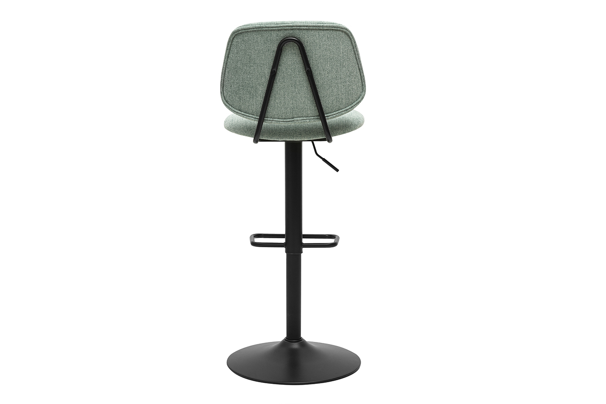 Tabouret de bar vert c�ladon et m�tal noir, vue de dos.