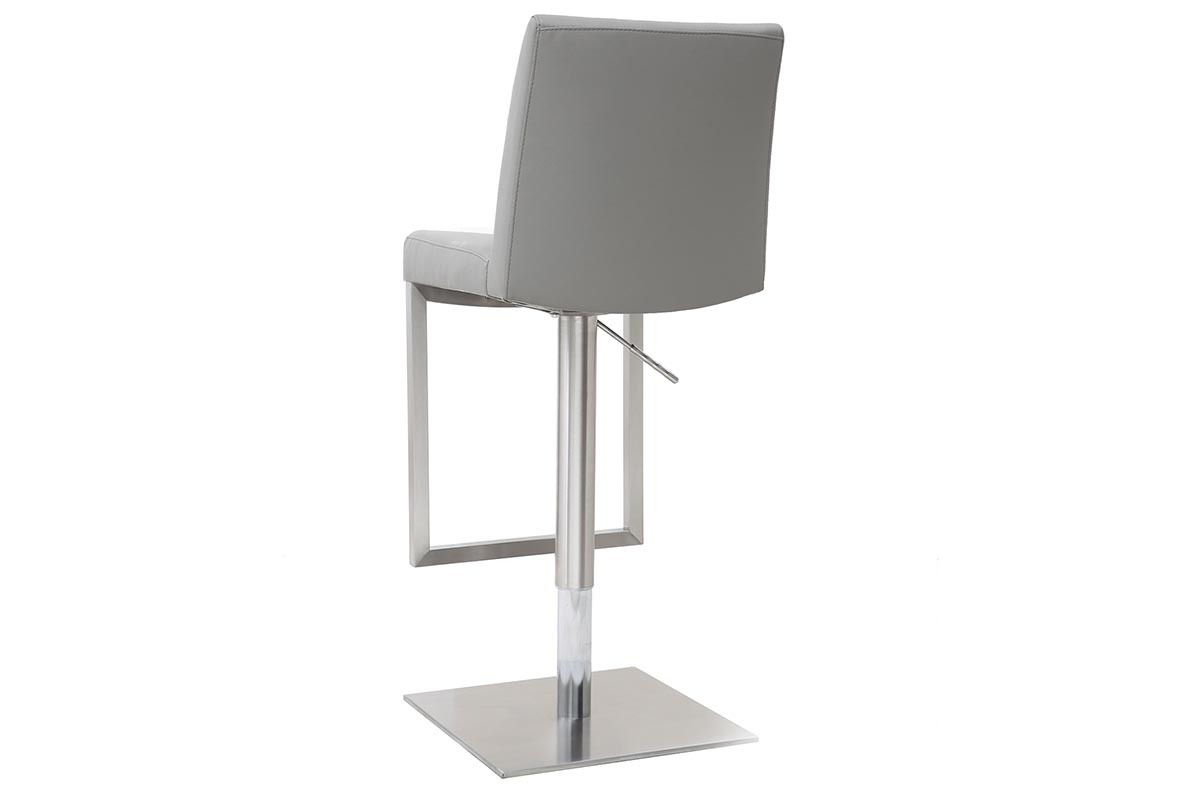 Tabourets de bar relevables gris et acier chrom� (lot de 2) KYLE
