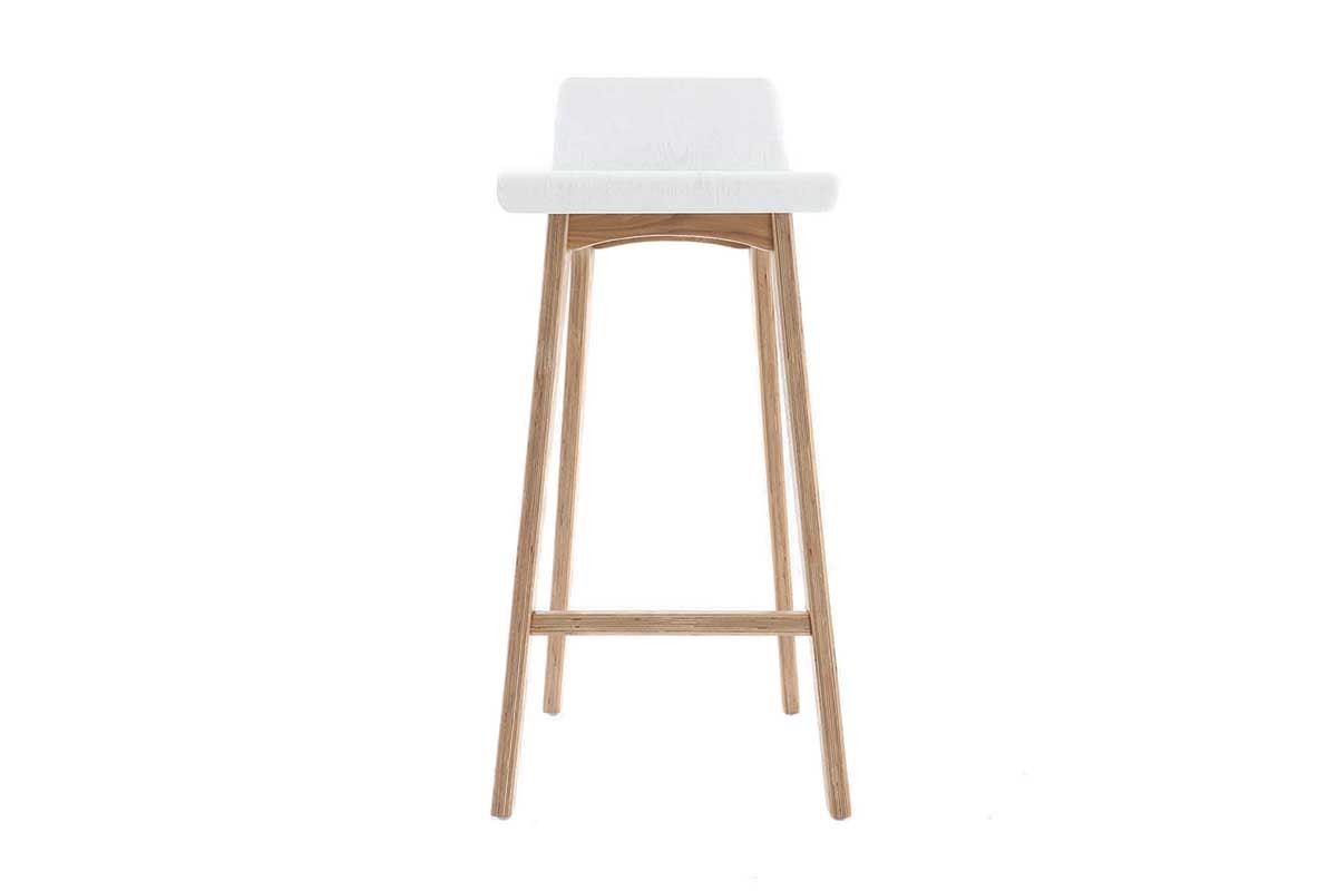 Tabourets de bar scandinaves blancs et bois clair H75 cm (lot de 2) BALTIK