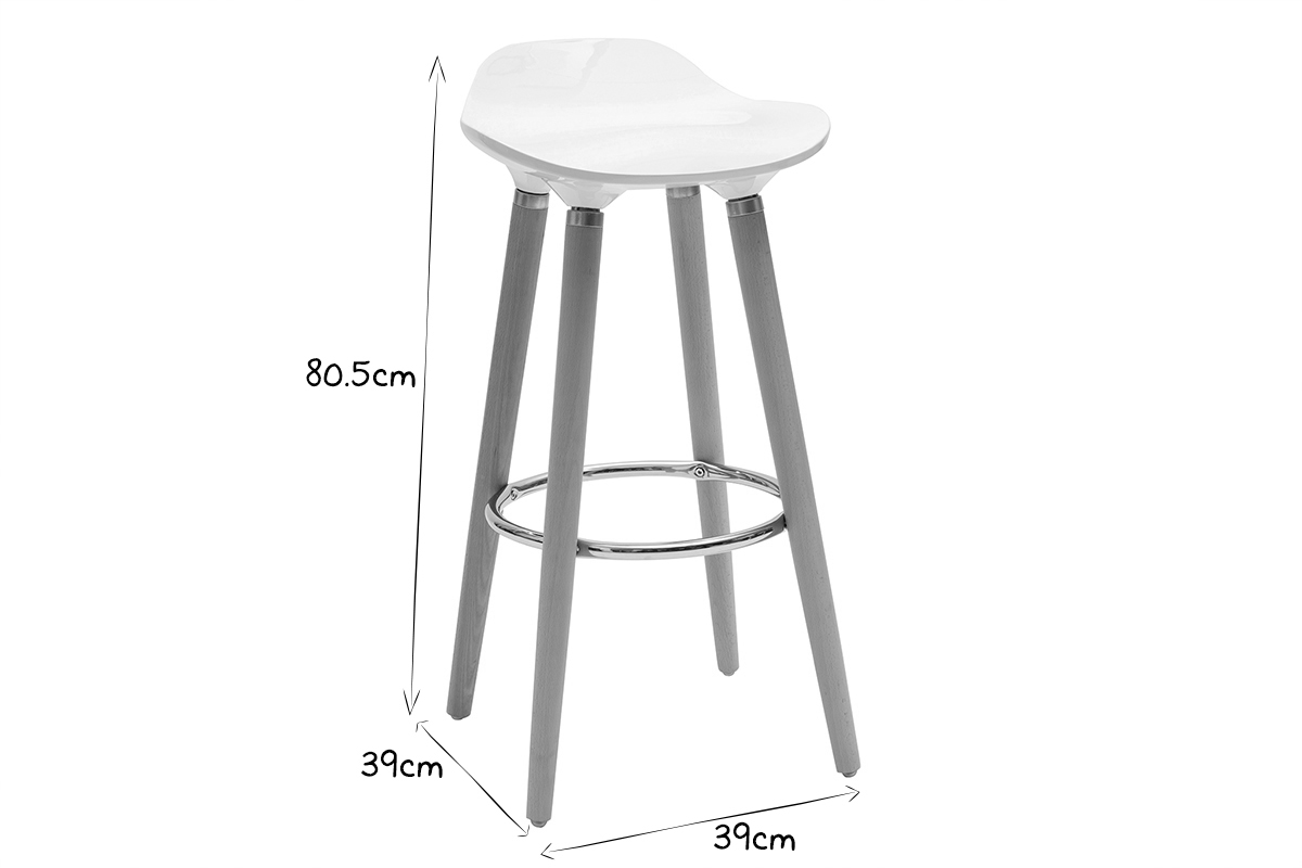 Tabourets de bar scandinaves blancs H74 cm (lot de 2) GILDA
