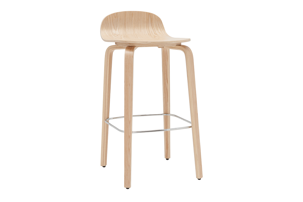 Tabourets de bar scandinaves bois ch�ne H68 cm (lot de 2) OBRA