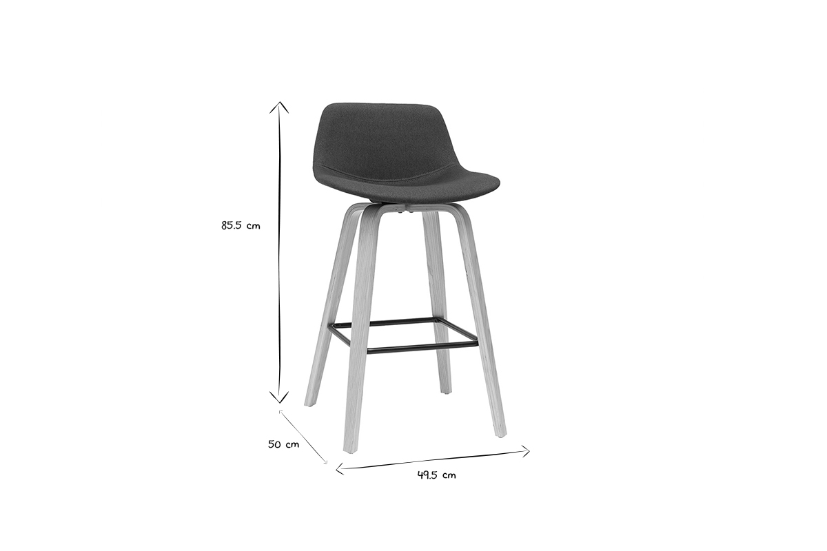 Tabourets de bar scandinaves gris fonc� H65 cm (lot de 2) NONIE