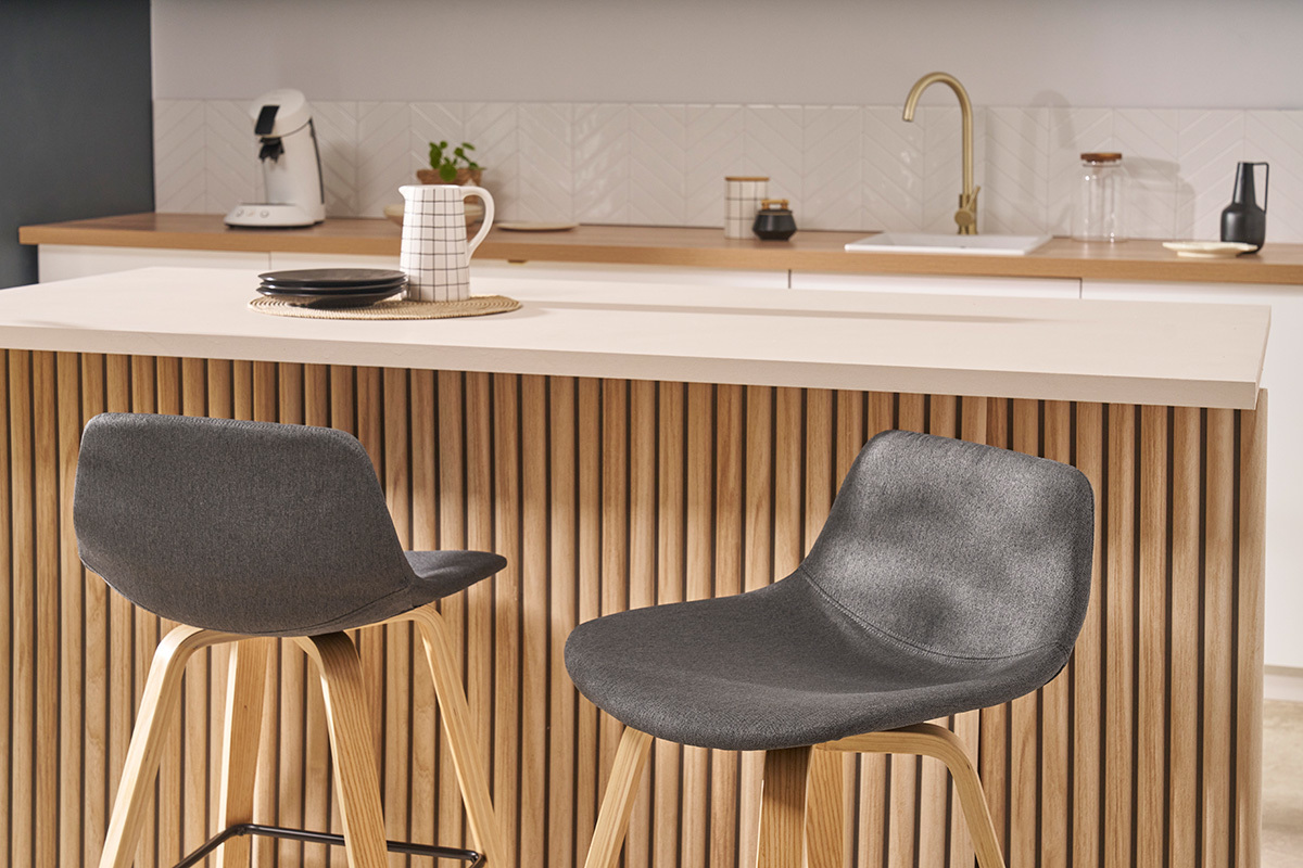 Tabourets de bar scandinaves gris fonc� H65 cm (lot de 2) NONIE
