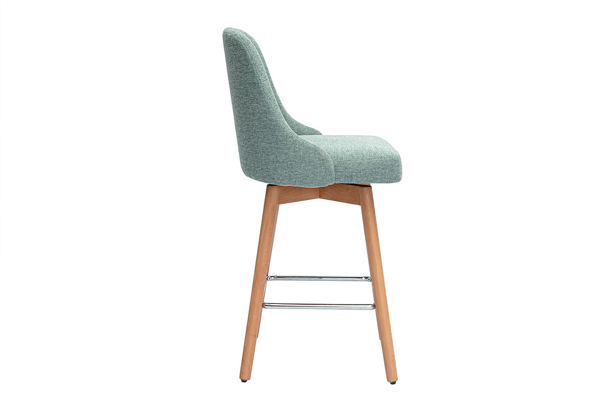 Tabouret de bar scandinave vert c�ladon, vue de profil.