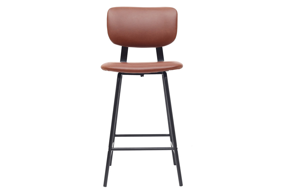 Tabourets de bar vintage marron clair avec pieds m�tal 65 cm (lot de 2) LAB