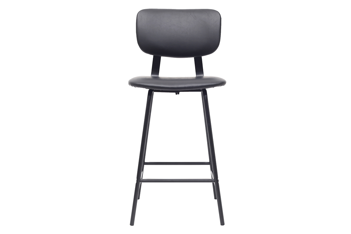 Tabourets de bar vintage noir avec pieds m�tal 65cm (lot de 2) LAB