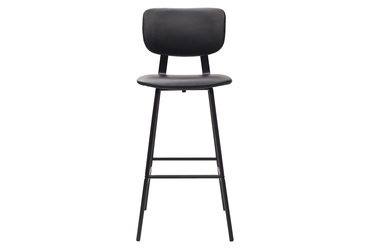 Tabourets de bar vintage noirs avec pieds m�tal 75 cm (lot de 2) LAB