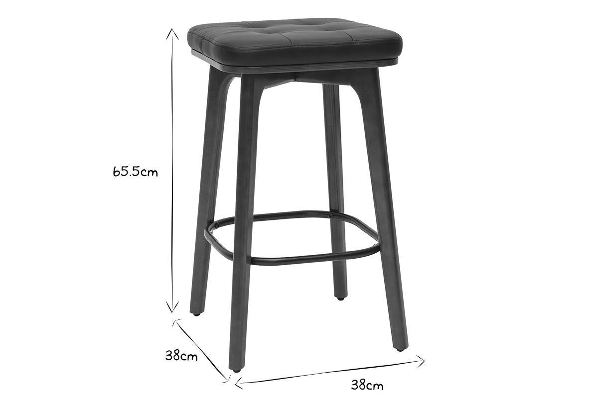 Tabourets de bar vintage noirs et bois fonc� 65 cm (lot de 2) GRAMMA