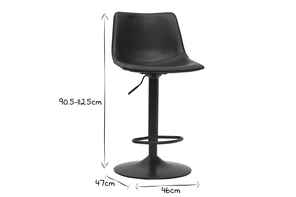 Tabourets de bar vintage r�glables pivotants marron (lot de 2) NEW ROCK