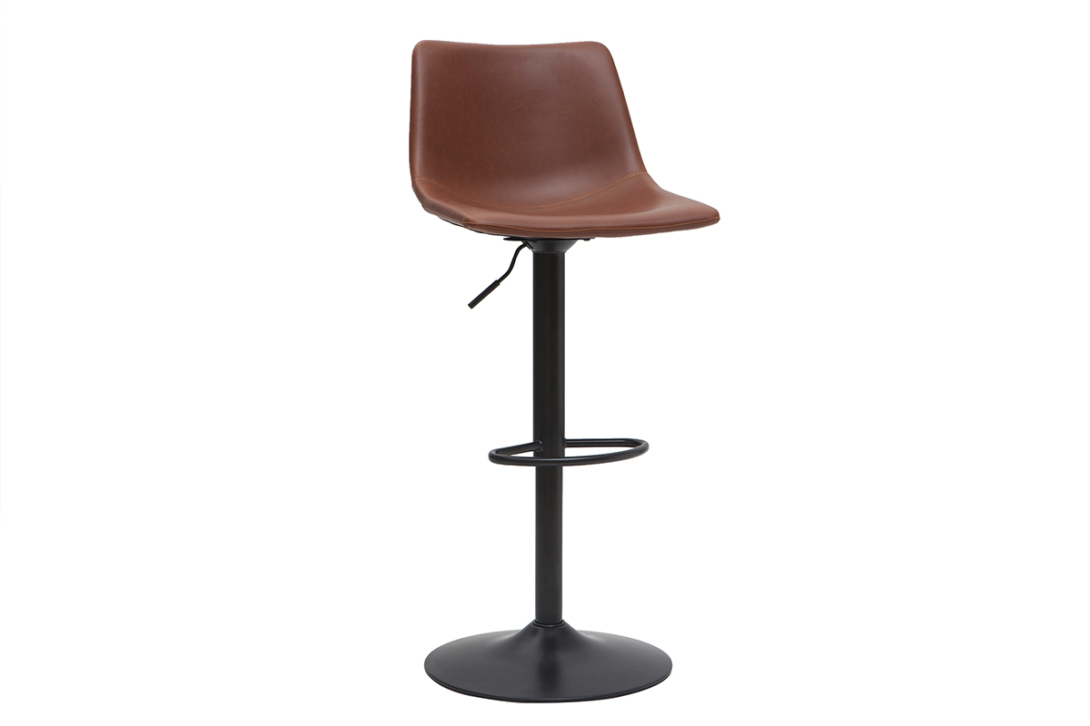 Tabourets de bar vintage r�glables pivotants marron clair (lot de 2) NEW ROCK