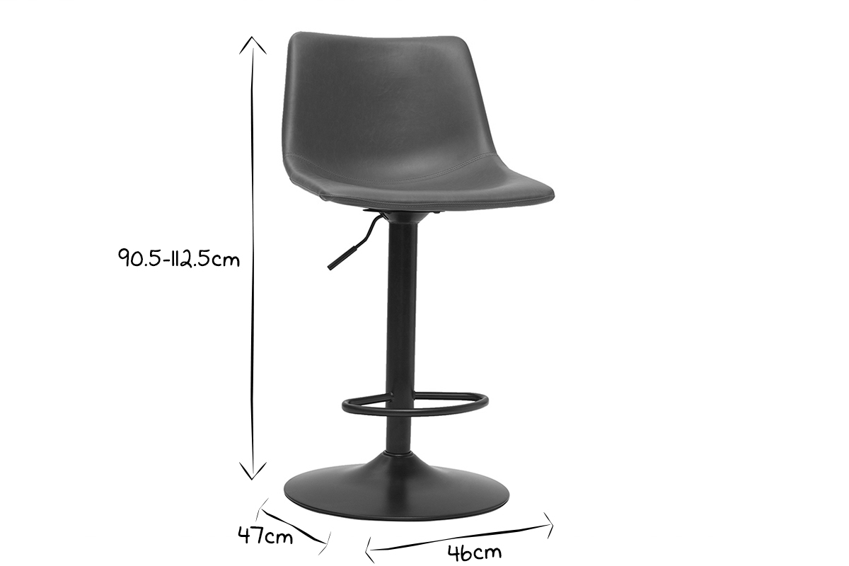 Tabourets de bar vintage r�glables pivotants marron clair (lot de 2) NEW ROCK