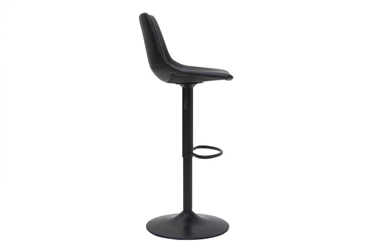 Tabourets de bar vintage r�glables pivotants noirs (lot de 2) NEW ROCK