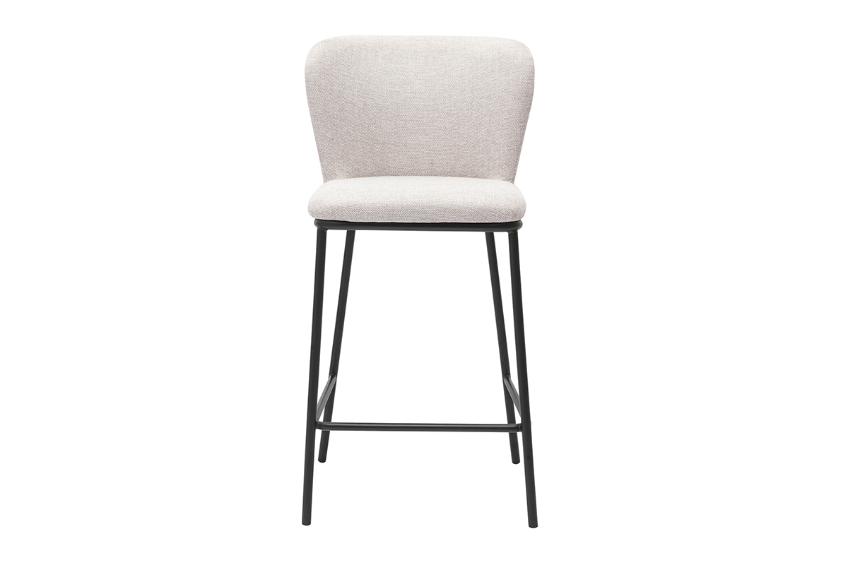 Tabouret en tissu beige avec structure en m�tal noir, vue de face
