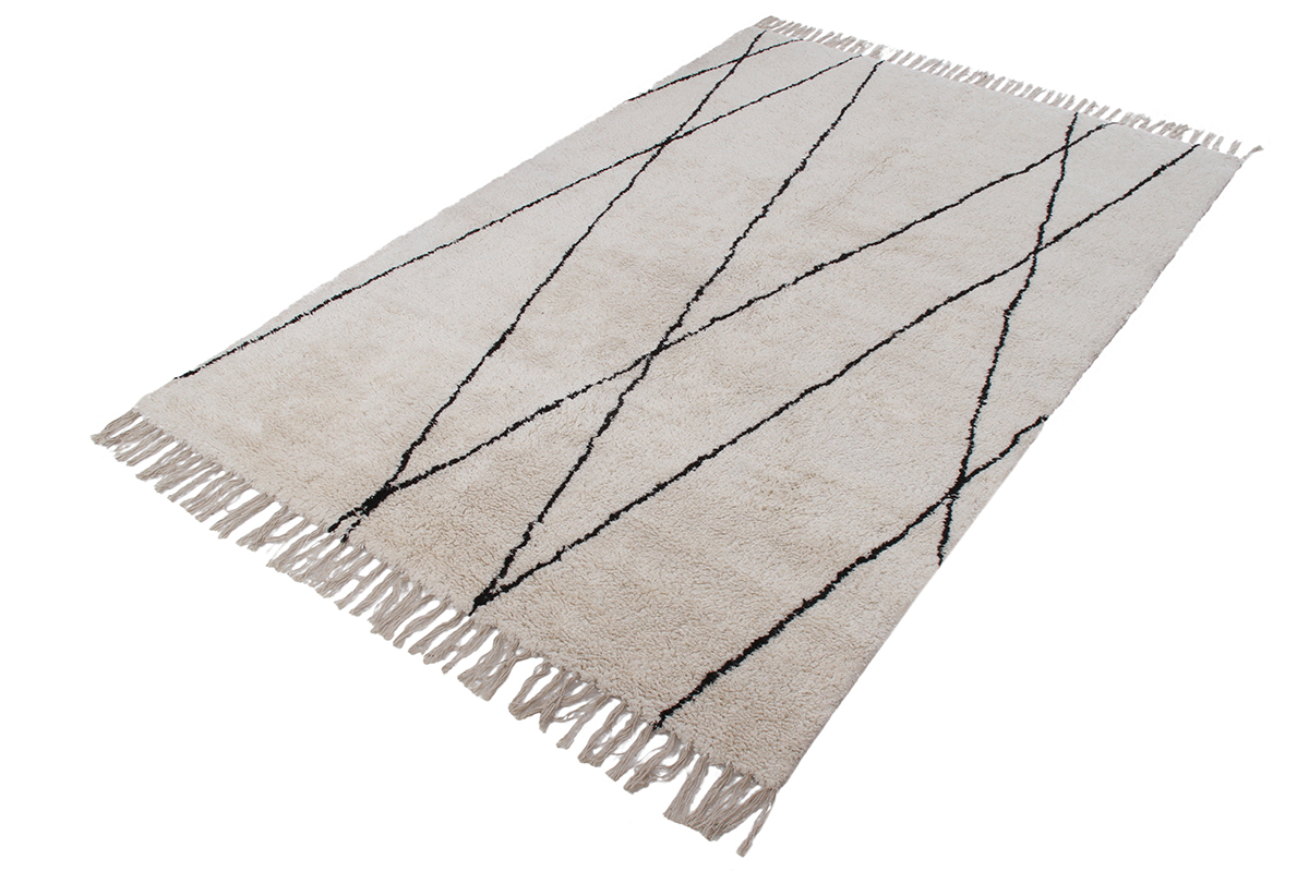 Tapis berb�re � franges en coton �cru 160 x 230cm HODNA