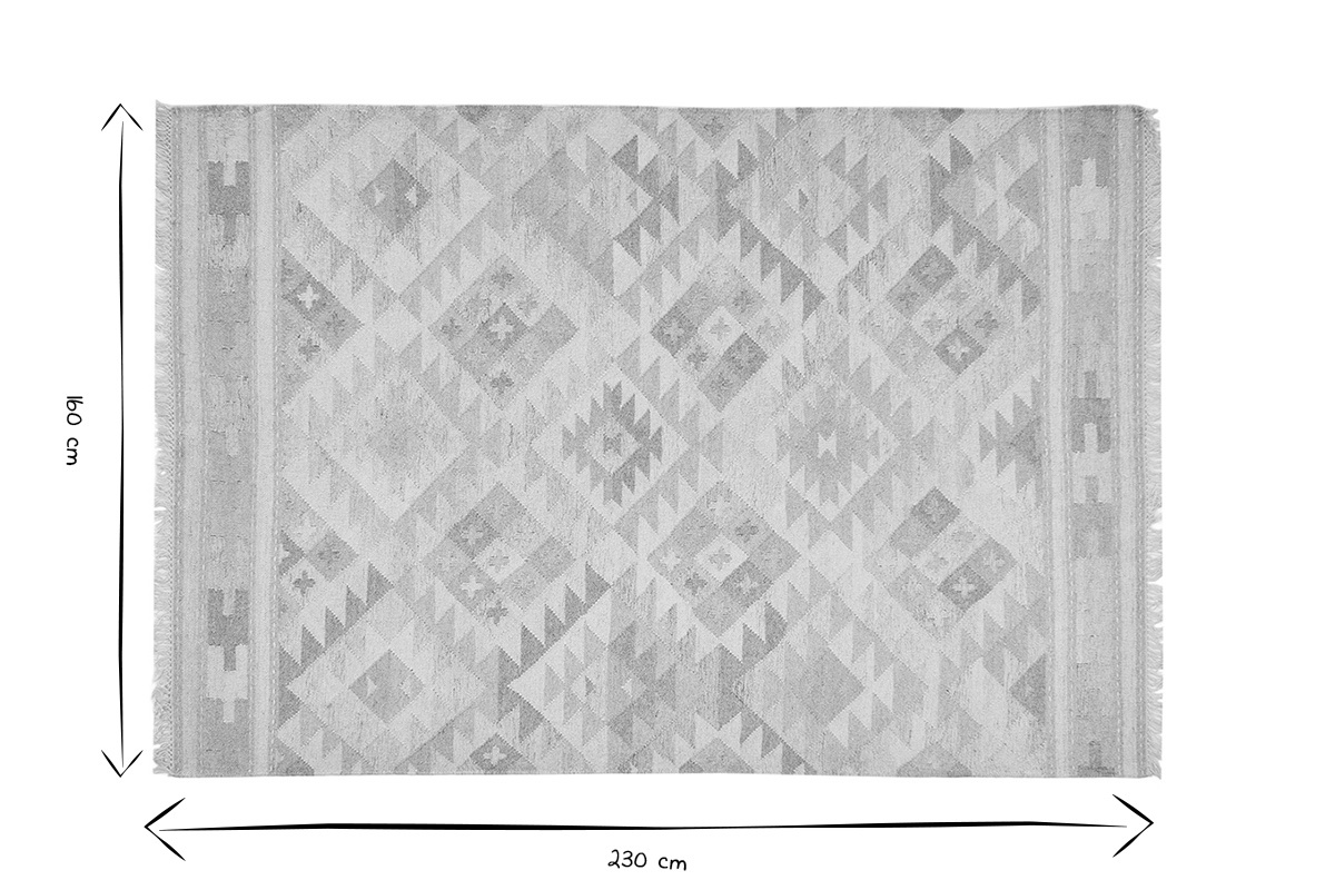 Tapis berb�re beige � motifs en laine et coton 160 x 230 cm MAKA�