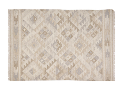 Tapis berb&egrave;re beige &agrave; motifs en laine et coton 160 x 230 cm MAKA&Iuml;