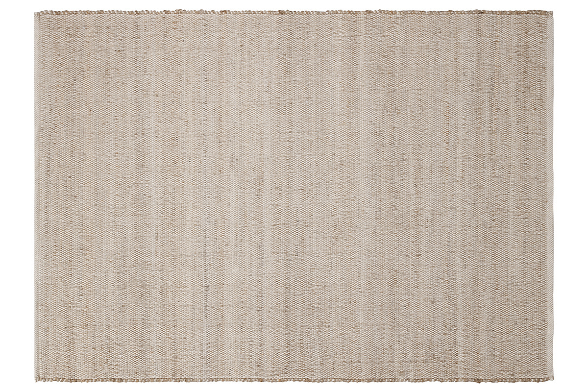 Tapis rectangulaire beige en jute et coton tiss� 160 x 230 cm CAMAO