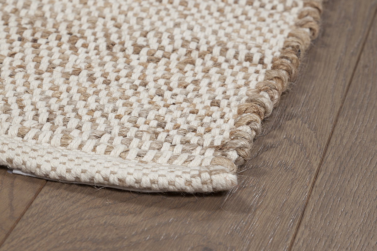Tapis rectangulaire beige en jute et coton tiss� 160 x 230 cm CAMAO