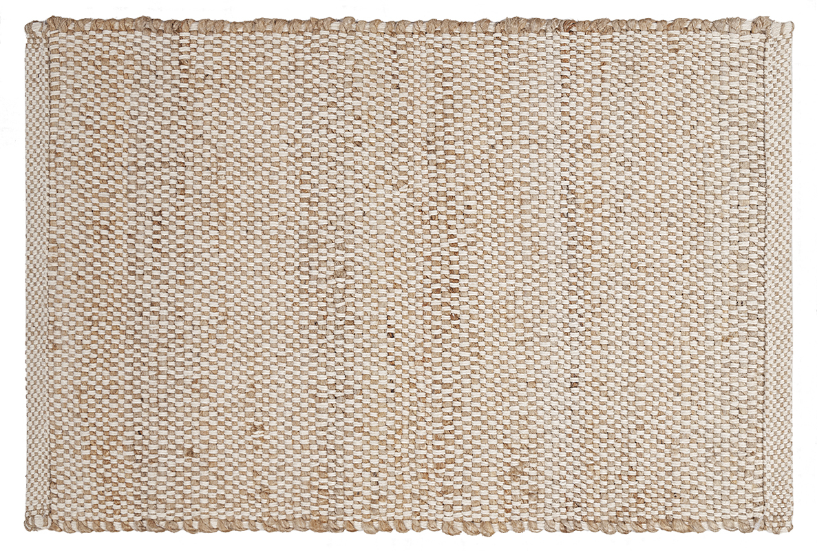 Tapis rectangulaire beige en jute et coton tiss�s L140 x L200 EFFIA