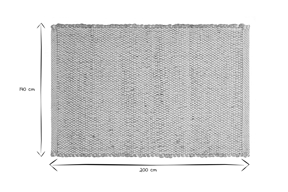 Tapis rectangulaire beige en jute et coton tiss�s L140 x L200 EFFIA