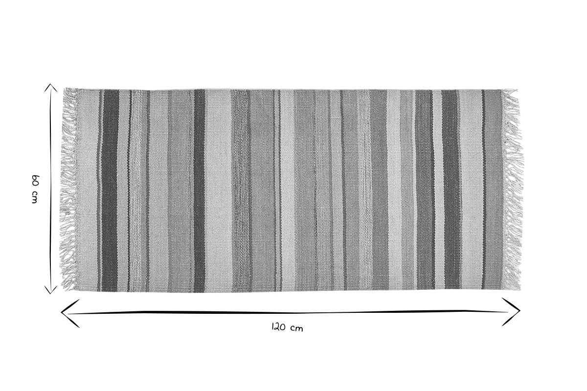 Tapis rectangulaire ray� multicolore en coton 60 x 120 cm SUPLA