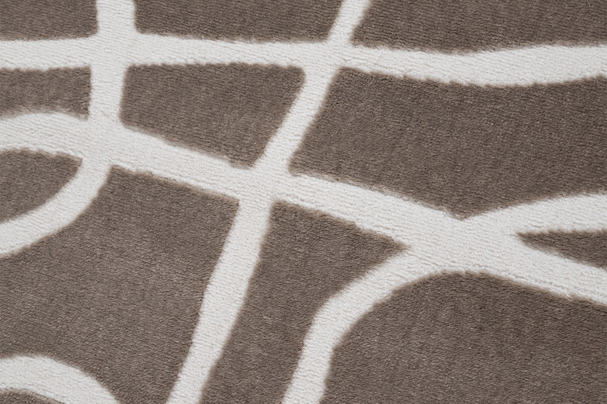 Zoom mati�re tapis couleur taupe avec motifs line art, dimensions 160 x 230 cm, mod�le APOLLINE.