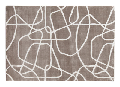 Tapis rectangulaire taupe &agrave; motifs line art 160 x 230 cm APOLLINE